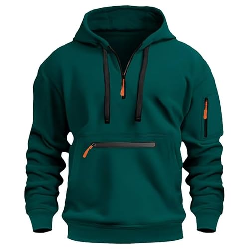 SMMZRF Kapuzenpullover Herren Sport Hoodie Langarm Verdickte Taktische Armärmel Pullover Sweatshirt Outdoor-Grün-S von SMMZRF