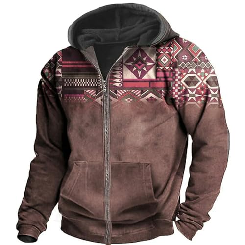 SMMZRF Kapuzenpullover Vintage Zip-Up Hoodie Herren Modejacke Ethnischer Pullover Langarmer Freizeitkleidung-Z21-6Xl von SMMZRF