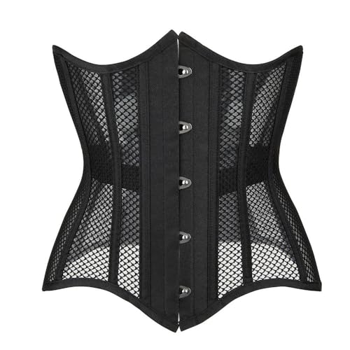 SMMZRF Korsett 16 Stahlboned Underbust Corsett Atmungsfreies Mesh Hohlausüben -Tailentrainer Korsett-Schwarz-4Xl von SMMZRF