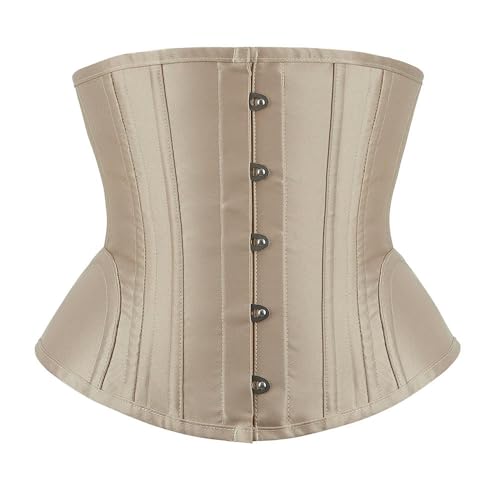 SMMZRF Korsett 24 Stahlknochen-Unter-Bh-Hosenträger-Taillentrainer Mit Punkt-Patch-Korsett-Beige-L von SMMZRF