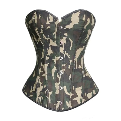 SMMZRF Korsett Frauen Green Camouflage Print Boned Korsett Taille Korsett Sexy Korsett Taille-Grün-S von SMMZRF