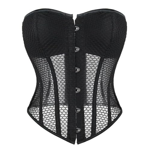 SMMZRF Korsett Korsetts Bustier Tops Mesh Unterwäsche Damen Push Up Plus Size Schnürkorsetts-Schwarz-M von SMMZRF