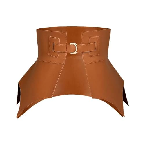 SMMZRF Korsett Schwarzbraunes Pu -Leder Langer Gürtel Punkstil Frauen Modekleid Taillengürtel-Braun von SMMZRF