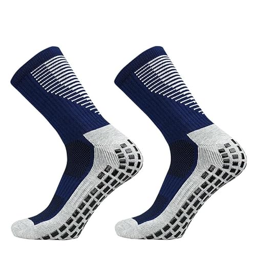 SMMZRF Socke Fußballsocken Herren- Und Damen-Sportsocken Anti-Rutsch-Silikon-Basketball-Grip-Socken-Marineblau-3 Paare von SMMZRF