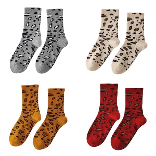 SMMZRF Socke Verdickte Wadensocken Mit Leopardenmuster Für Damensocken Aus Reiner Baumwolle-B5-4-Paare von SMMZRF