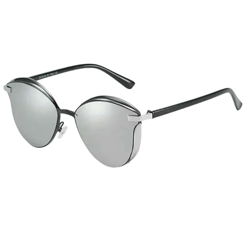 SMMZRF Sonnenbrille Frauen Polarisierte Runde Sonnenbrille Anti-Uv-Farbenfrohe Sonnenbrille Modebrille-Silber von SMMZRF