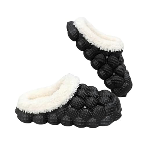 Sabots Doublés Massage Blase Plüsch Hausschuhe Unisex Eva wasserdichte Haus Schuhe Baumwolle Schuhe-Schwarz-38-39 von SMMZRF