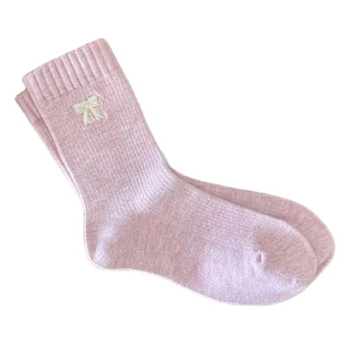 Socke Herbst Und Winter Von Frauen Dick Warm Warm Gestickte Knochenlosen Socken Baumwollsocken-Rosa-3 Paare von SMMZRF