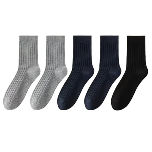 Socke Herren Stricksocken Aus Reiner Wolle Casual Mid-Tube Socken Elastische Warme Socken-A4-5-Paare von SMMZRF