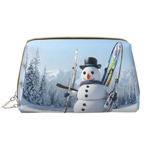 SMSJTMWHN Make-up-Tasche aus Leder mit Schneemann-Druck, stilvoll und langlebig, mehrere Fächer, wasserabweisend, Organizer mit hoher Kapazität für Reisen und Zuhause, Weiss/opulenter Garten, von SMSJTMWHN