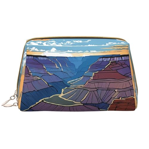 SMSJTMWHN Stylische und langlebige Leder-Make-up-Tasche mit Grand Canyon-Druck, mehrere Fächer, wasserabweisend, Organizer mit hoher Kapazität für Reisen und Zuhause, Weiss/opulenter Garten, von SMSJTMWHN