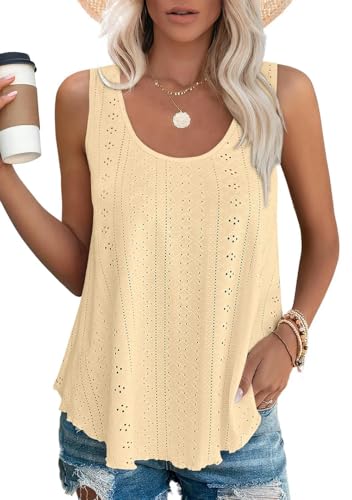 SMYTJSYC A07-M Damen-Tank-Top, U-Ausschnitt, lässig, fließend, Sommer, ärmellos, Tunika, Weste, Tops von SMYTJSYC