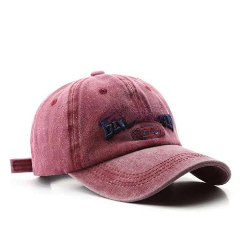 SMYTJSYC Baseballkappe mit Buchstabenstickerei, Frühling, Sommer, Herren, Damen, Baumwolle, verstellbar, lässig, Hip-Hop, Sonnenhut, Weinrot von SMYTJSYC