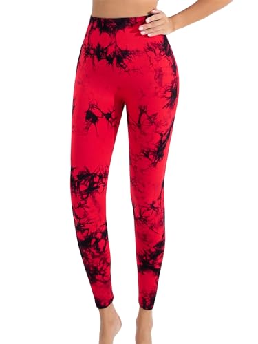 SMYTJSYC Eamless Yoga-Leggings mit Batikfärbung, hohe Taille, hohe elastische Basisschicht, Bodyshaping-Hose für Fitnessstudio von SMYTJSYC