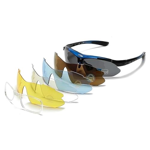 SMYTJSYC Fahrradbrille, Sport-Sonnenbrille für Herren und Damen, blendfrei, leicht, zum Wandern, Radfahren, Blau von SMYTJSYC