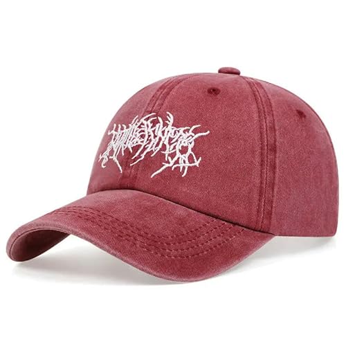 SMYTJSYC Gestickte Designer-Baseballkappe für Herren und Damen, Hip-Hop, Papa-Hut, Sommer, Outdoor, Sonnenhut, verstellbar, Weinrot von SMYTJSYC