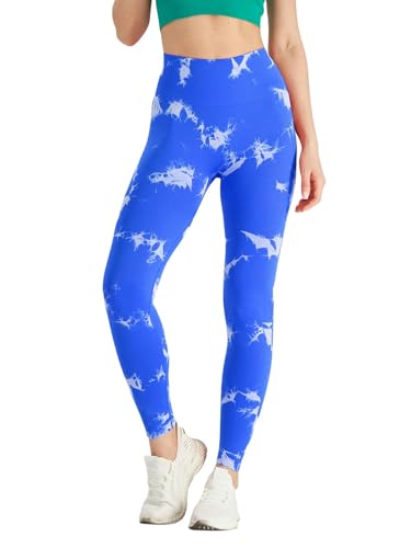 SMYTJSYC Nahtlose Batik-Leggings für Damen, hohe Taille, Push-Up, Fitnessstudio, Sport, Fitnesshose von SMYTJSYC