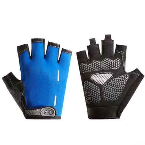 Halbfinger-Handschuhe aus Silikon für Gewichtheben und Busfahren, atmungsaktiv und rutschfest (blau) von SMZhomeone