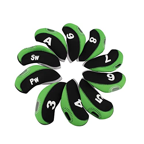 SchläGerkopfhüLlen 1. 0pcs. Golf-Eisenkopfkleber mit Nummern-Tags-Club-Head Cover 1 Set Blue Orang Black Protector Case Golf SchläGerhauben (Color : Green) von SNAHLPER