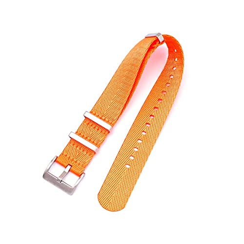 20 mm 22 mm 24 mm Sicherheitsgurt aus Nylon, passend für Militäruhrenarmbänder, Ersatzarmbänder, passend für Omega, passend für James, passend für Bond 007, Uhrenarmband (Farbe: Orange, Größe: 22 mm) von SNHHNSW