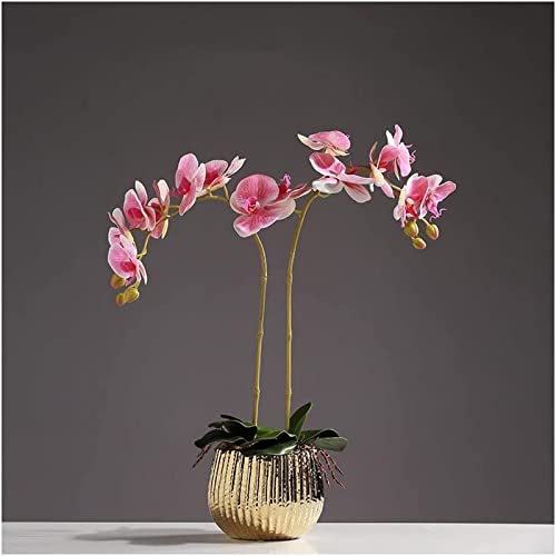 Künstliche Blume, künstlicher Bonsai mit Vase, künstliche Orchidee, Phalaenopsis mit goldenem Blumentopf, Kunstblumen, Plastikblumen, Blumenstrauß für Gartenparty, Schreibtisch-Dekoration, Ornamente, von SNHHNSW