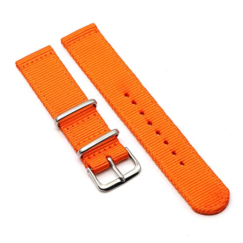 SNHHNSW 20 mm Nylon-Uhrenarmband, 22 mm, 18 mm, passend für Armband, einfarbige Uhrenbänder, passend für Gear S3, passend für Frontier S2, Uhrenarmband (Farbe: Orange, Größe: 24 mm) von SNHHNSW