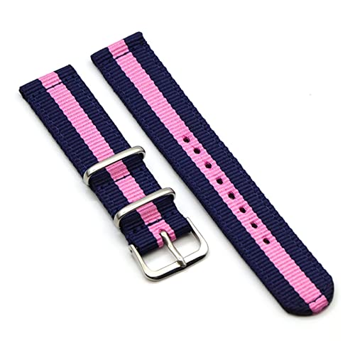 SNHHNSW 20 mm Nylon-Uhrenarmband, 22 mm, 18 mm, passend für Uhrenarmbänder in Volltonfarbe, passend für Gear S3, passend für Frontier S2-Uhrenarmband (Farbe: Tibetblau-Rosa, Größe: 18 mm von SNHHNSW