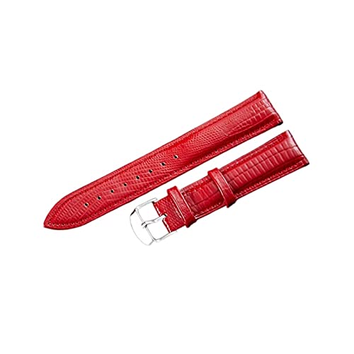 SNHHNSW Modisches Uhrenarmband, Lederarmband, Uhrenzubehör, Dornschließe, Riemen, Gürtel, Marke, Damenuhr, Uhrenarmband (Farbe: Rot, Größe: 12 mm) von SNHHNSW