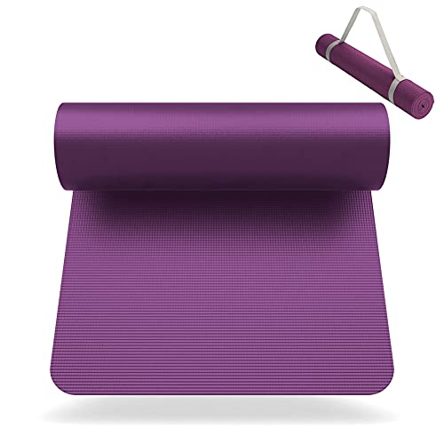 SNIKES Yoga-Matte Beere (180x60cm) mit gratis Tragegurt - Yogamatte für Gym, Workout und Yoga - Jogamatte rutschfest und extra dünn in 4 mm Dicke - Fitnessmatte Sportmatte für Zuhause von SNIKES