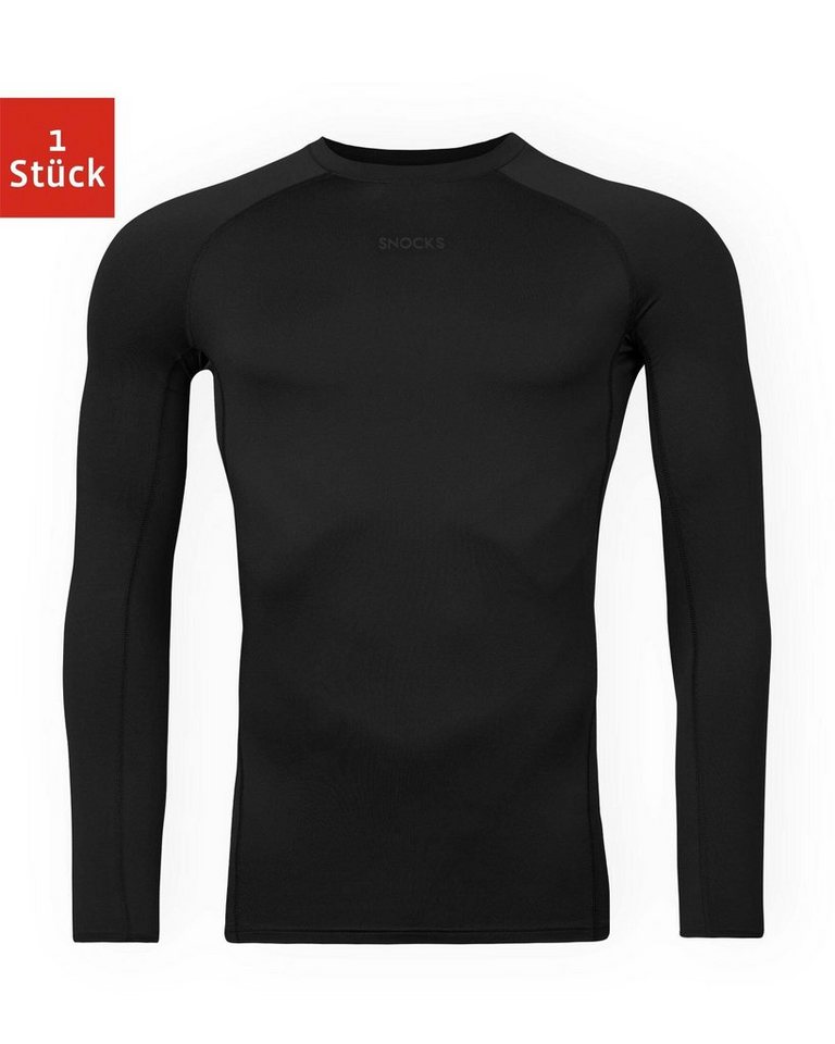 SNOCKS Funktionsshirt langarm Herren Base Layer Sport-Shirt (1-tlg) mit unauffälligem Logodruck, schnelltrocknend & perfekt für den Sport von SNOCKS