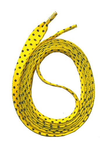 SNORS bedruckte Schnürsenkel PUNKTE gelb 140cm, 10mm breit - flache Schuhbänder mit Motiv, reißfest, waschbar, Laces mit Muster für Sneaker, Chucks, universell SNORS bedruckte Schnürsenkel PUNKTE gelb 140cm, 10mm breit - flache Schuhbänder mit Motiv, reißfest, waschbar, Laces mit Muster für Sneaker, Chucks, universell von SNORS