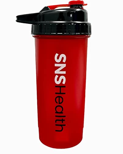 SNS Health Protein Shaker Bottle, Leak Proof Bottle for Protein Mixer – Non Slip with Sleek Design, Red Color, 24Oz/700ml von SNS Health
