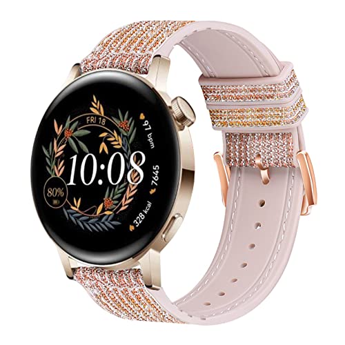 Glitzer Armband für Huawei Watch GT3 42mm Ersatzarmbänder, 20MM Glitzer Weiche Silikon Sport Armbänder Ersatz Kompatibel mit Armband Huawei Watch GT3 42mm (B) von SOCFLO