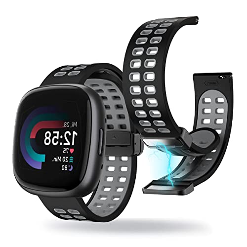 SOCFLO Magnetische Sport Armband für Fitbit Versa 3/Versa 4/Sense/Sense 2, Magnetische Weiche Silikon Ersatz Armband Kompatibel mit Fitbit Versa 3/Versa 4/Sense/Sense 2 für Männer und Frauen (N) von SOCFLO