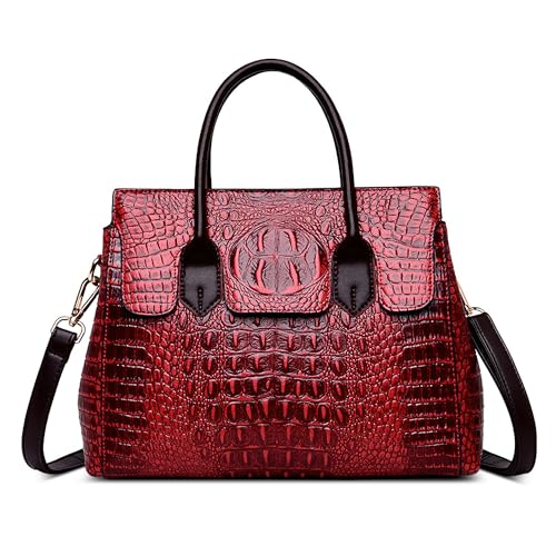 SODOLLEE Handtasche Damen Elegant Krokodil Muster Henkeltaschen Frauen Umhängetasche PU Leder Groß Schultertasche für Reisen Arbeiten Shopper Rot SODOLLEE Handtasche Damen Elegant Krokodil Muster Henkeltaschen Frauen Umhängetasche PU Leder Groß Schultertasche für Reisen Arbeiten Shopper Rot von SODOLLEE