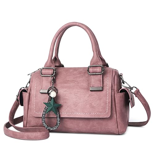 SODOLLEE Handtasche Damen Henkeltaschen mit Exquisiter Anhänger Frauen Retro Top Griff Tasche Umhängetasche PU Leder Schultertasche für Arbeiten Reisen Shopper Rosa SODOLLEE Handtasche Damen Henkeltaschen mit Exquisiter Anhänger Frauen Retro Top Griff Tasche Umhängetasche PU Leder Schultertasche für Arbeiten Reisen Shopper Rosa von SODOLLEE