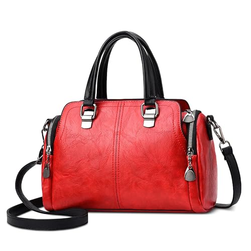 SODOLLEE Handtaschen Damen Elegant Henkeltasche Mehrere Taschen Schultertasche PU Leder Frauen Umhängetasche für Einkaufen Pendeln Täglicher Gebrauch Rot von SODOLLEE