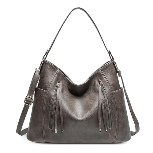 SODOLLEE Handtaschen Damen Vintage Hobo Tasche Weich PU-Leder Top Griff Tasche Große Umhängetasche Damen Tote Tasche Retro Schultertasche für Einkaufen Geschäfts Reisen Grau SODOLLEE Handtaschen Damen Vintage Hobo Tasche Weich PU-Leder Top Griff Tasche Große Umhängetasche Damen Tote Tasche Retro Schultertasche für Einkaufen Geschäfts Reisen Grau von SODOLLEE