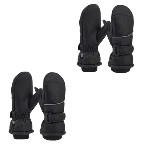 SOIMISS 2 Paar Skihandschuhe Für Kinder Kinderhandschuhe Schneehandschuhe Für Kinder Skifäustlinge Für Mädchen Winter Ski Handschuhe Skihandschuhe Kinder Skisporthandschuhe Baumwolle Black von SOIMISS