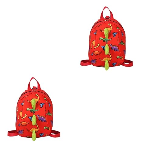 SOIMISS 2 Stück Studentenrucksack Büchertasche Bookbag Moderucksack Dinosaurier Schultasche Rucksack Rot von SOIMISS