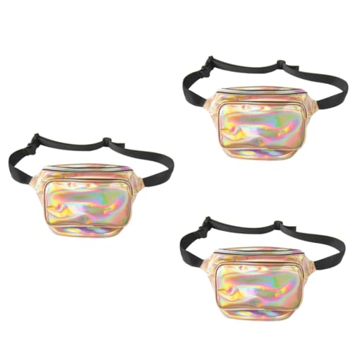 SOIMISS 3st Brusttasche Mit Hologramm Für Frauen Glänzende Gürteltasche Sportliche Brusttasche Gürteltasche Frauen Hüfttasche Für Damen Zubehör Zum Aufhängen Von Autos Golden von SOIMISS