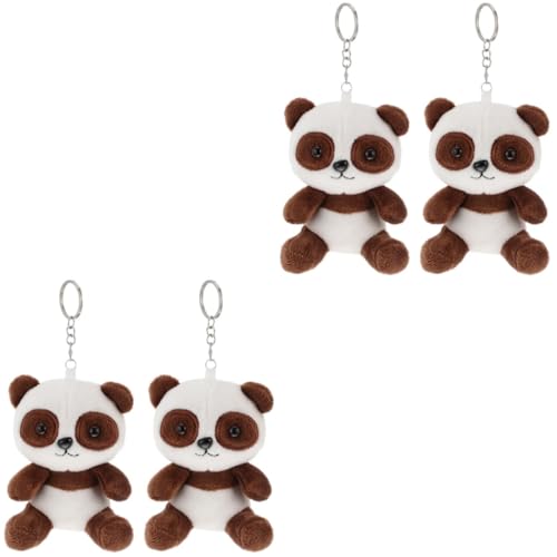 SOIMISS 4 Stück Panda-Plüsch-Anhänger Mini-Tragetaschen Mini-Plüschtiere Mini-Puppen Plüschtier-Schlüsselanhänger Schlüsselbund Panda-Schlüsselanhänger Taschenanhänger PP Baumwolle Brown von SOIMISS