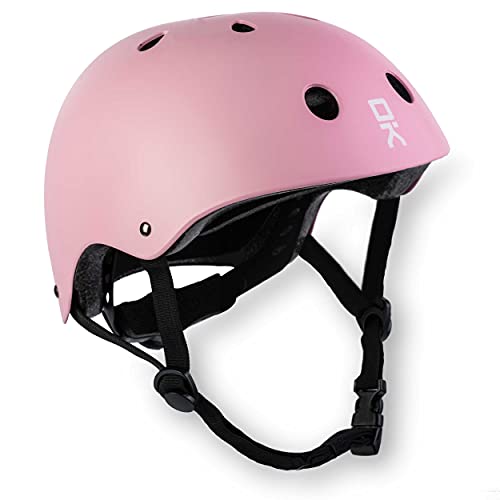 SOKE Scooter Helm 1695, 17x27x23cm, 54-58cm Kopfumfang, Größe M, Rosa Matt, ABS, EPS, Leicht, Langlebig, Zertifiziert Rücklicht, Fahrradhelm in sportivem Design für den Stadtverkehr von SOKE