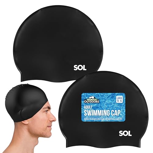 2 Stück Erwachsene Badekappe,Größe XL bis große Badekappe,Schwarze Silikon wasserdichte Badekappe Herren & Badekappe Damen,Badekappe,Schwimmmütze Damen,Schwimmmütze Damen Badekappen Bademützen 2 Stück Erwachsene Badekappe,Größe XL bis große Badekappe,Schwarze Silikon wasserdichte Badekappe Herren & Badekappe Damen,Badekappe,Schwimmmütze Damen,Schwimmmütze Damen Badekappen Bademützen von SOL