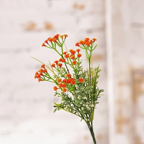 SOLEPOPS INS 32 cm Schleierkraut, Grünpflanzen, Hochzeitsdekoration, Kunstblumen, 5 Gabeln, Blumenstrauß, Kunstblumen, Blumenstrauß (Farbe: Orange) (Orange) von SOLEPOPS