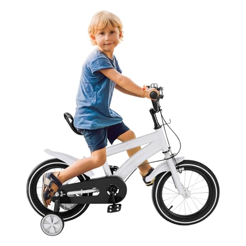 SOLOCJNL Kinder Fahrrad, 14 Zoll Kinderfahrrad ab 3-6 Jahren mit Stützrädern & Doppelbremssystem vorne, Höhe Einstellen Kinder Fahrrad von SOLOCJNL