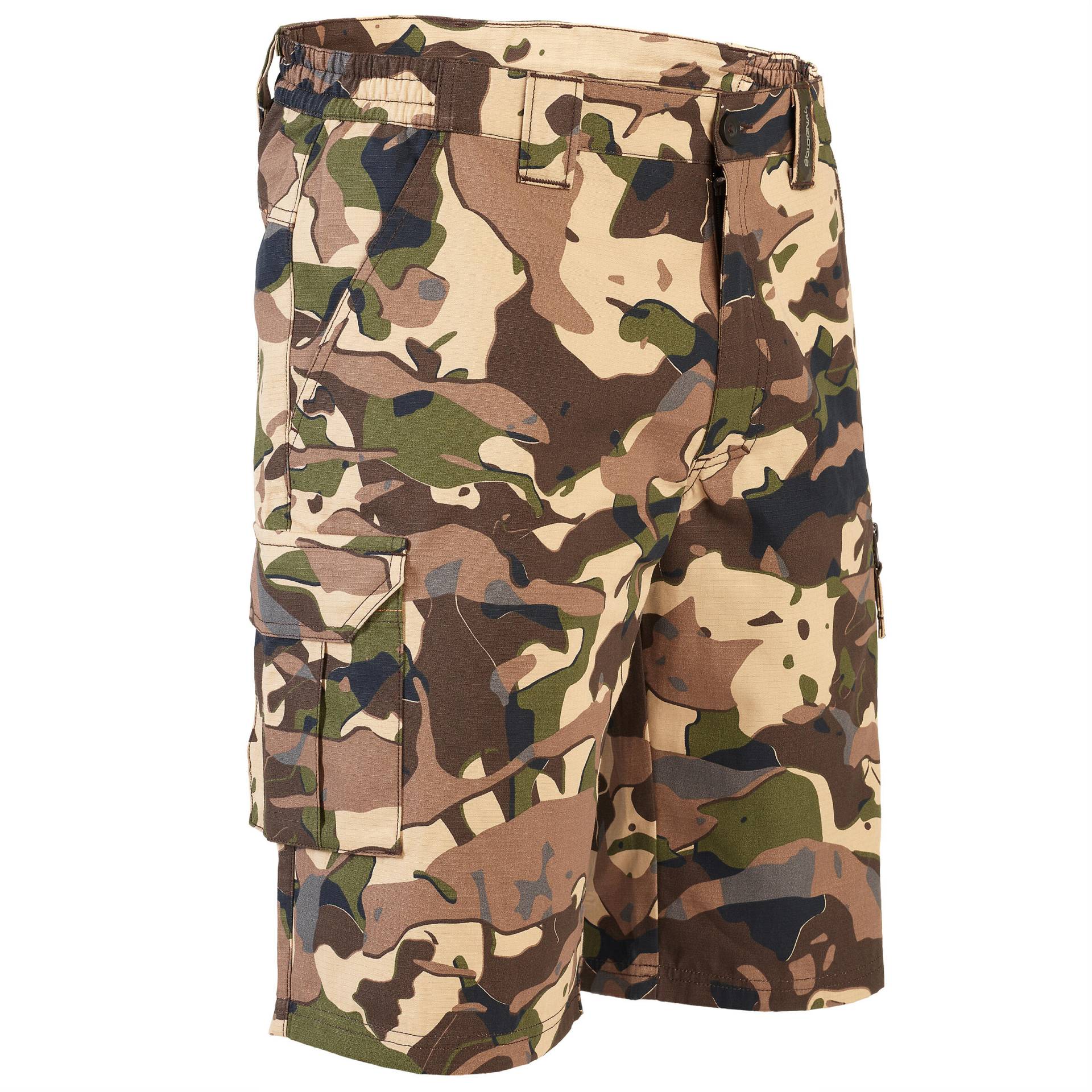 Bermudashorts 500 Camouflage Woodland V1 LTD braun von SOLOGNAC