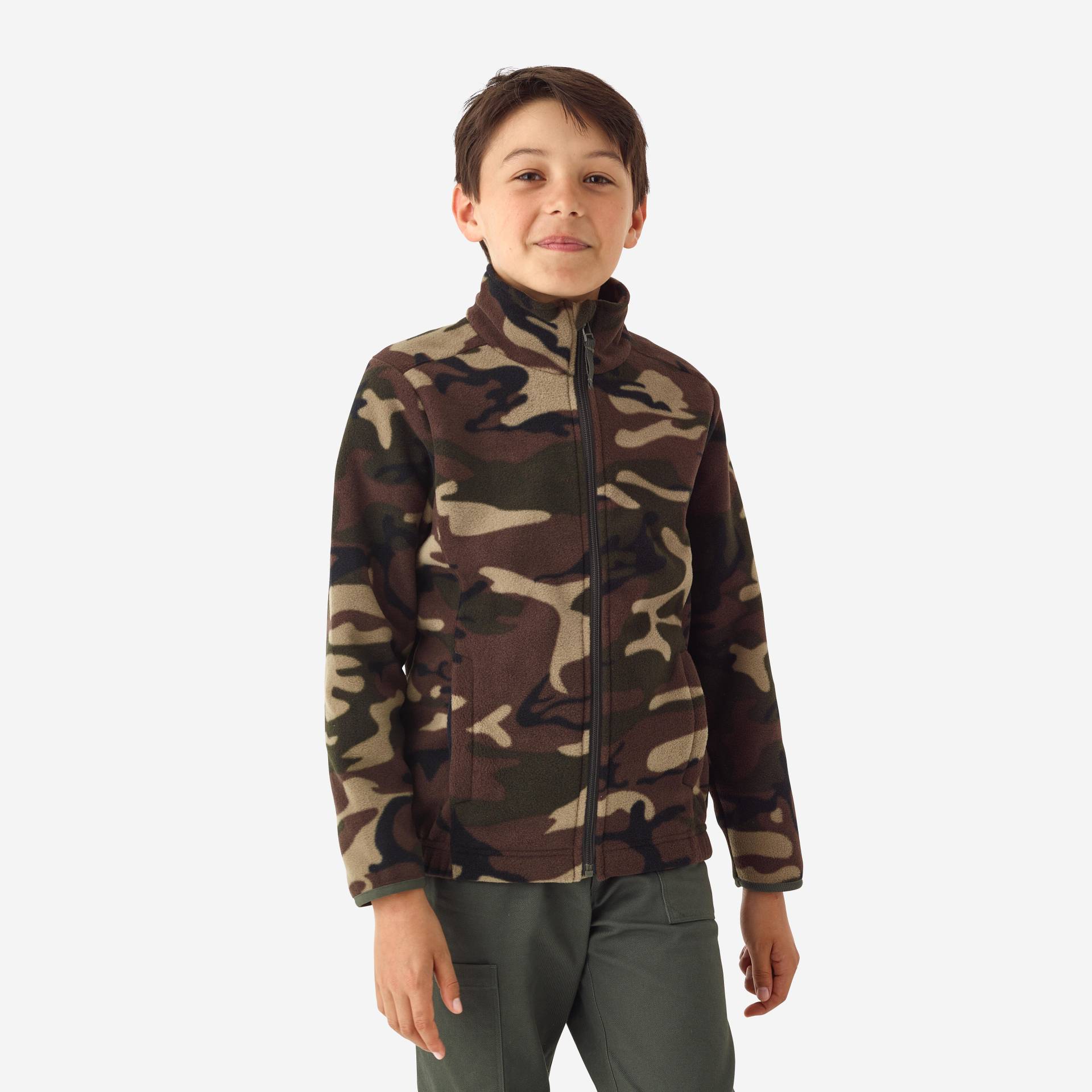 Fleecejacke 100 Kinder Camouflage grün / braun von SOLOGNAC