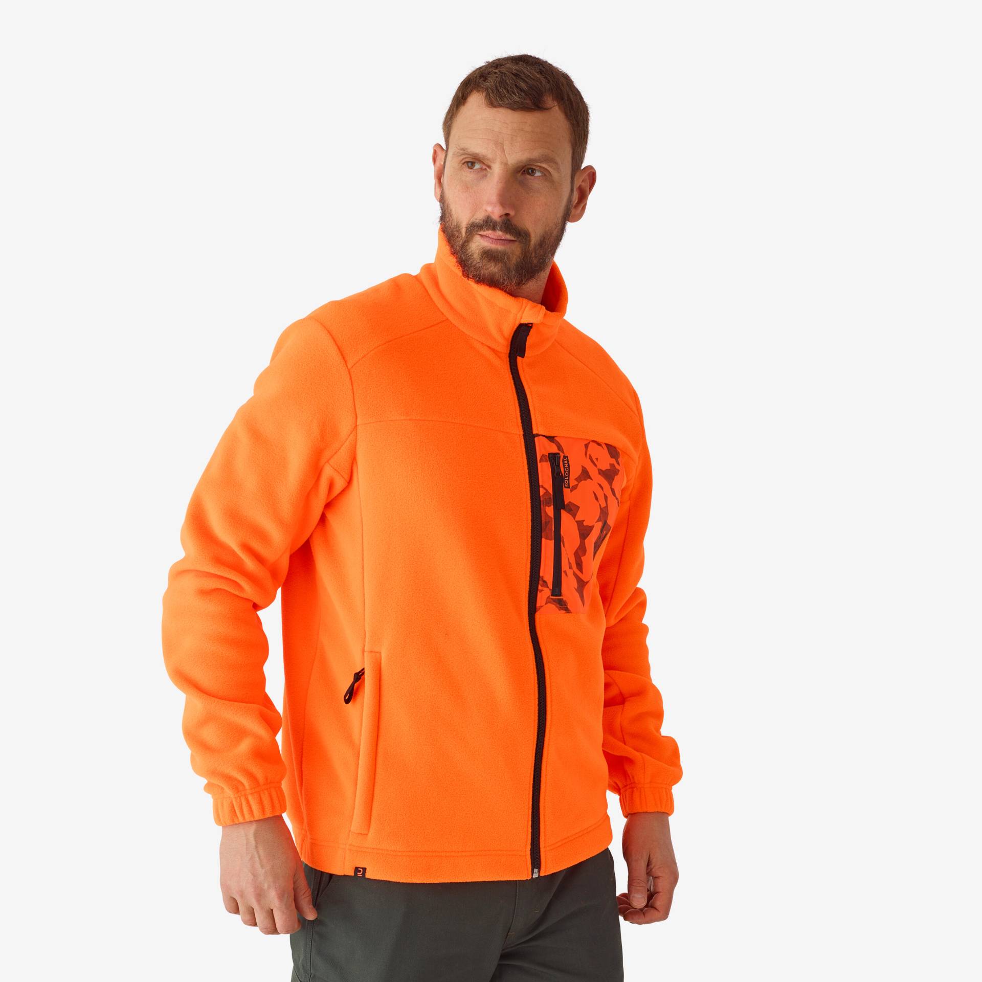 Fleecejacke 500 Jagd orange von SOLOGNAC