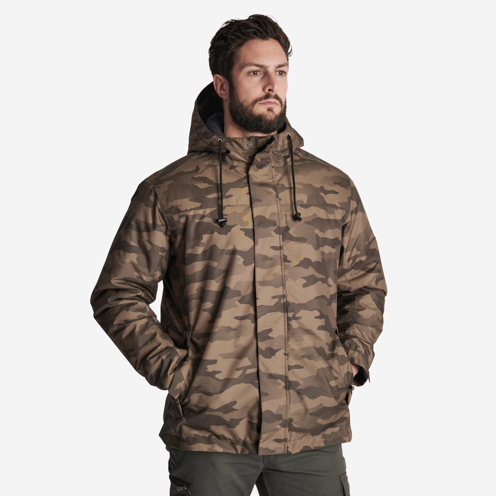 Jacke 100 wasserdicht warm Camouflage Halftone von SOLOGNAC